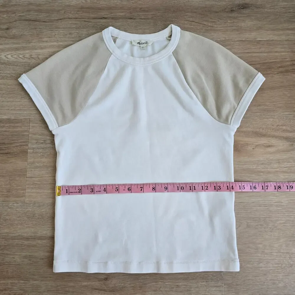 Madewell Baby Tee Beige and Tan Color Block Soft - Picture 4 of 6